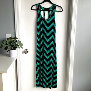 Windsor green/blue and black stripped maxi dress with cut out back
